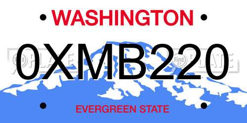 0XMB220 Washington License Plate