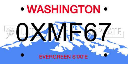 0XMF67 Washington License Plate