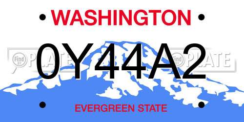 0Y44A2 Washington License Plate