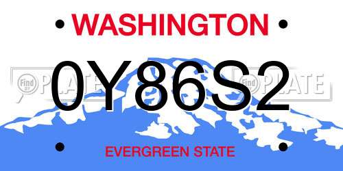 0Y86S2 Washington License Plate