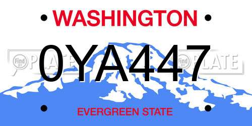 0YA447 Washington License Plate