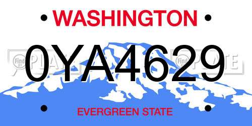 0YA4629 Washington License Plate