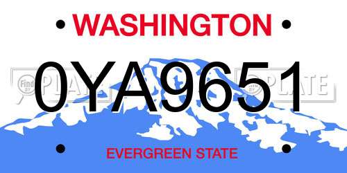 0YA9651 Washington License Plate