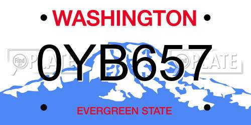0YB657 Washington License Plate