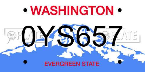 0YS657 Washington License Plate