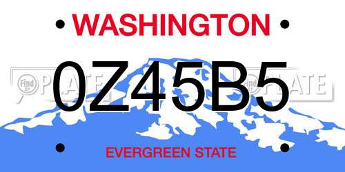 0Z45B5 Washington License Plate