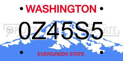 0Z45S5 Washington License Plate