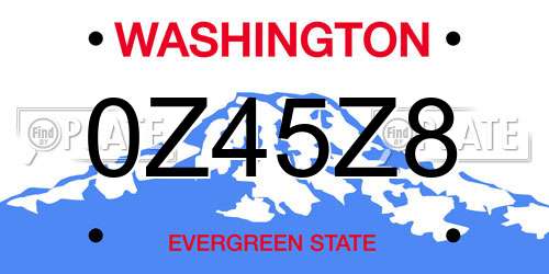 0Z45Z8 Washington License Plate