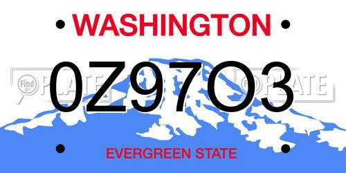0Z97O3 Washington License Plate