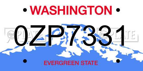 0ZP7331 Washington License Plate
