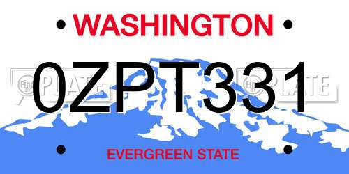 0ZPT331 Washington License Plate