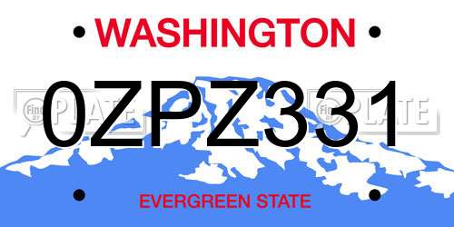 0ZPZ331 Washington License Plate