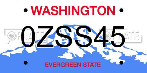 0ZSS45 Washington License Plate