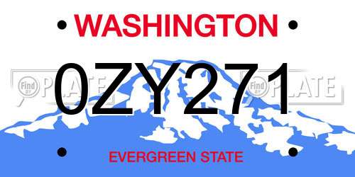 0ZY271 Washington License Plate