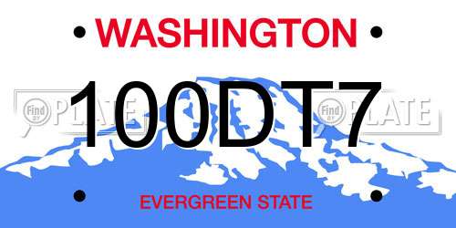 100DT7 Washington License Plate