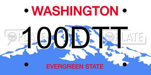 100DTT Washington License Plate