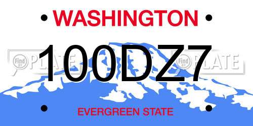 100DZ7 Washington License Plate