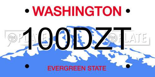 100DZT Washington License Plate