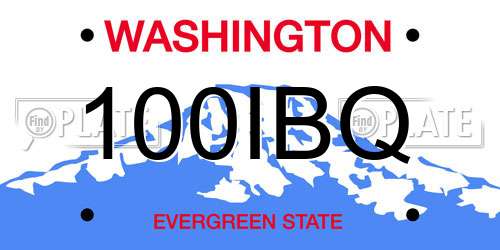 100IBQ Washington License Plate