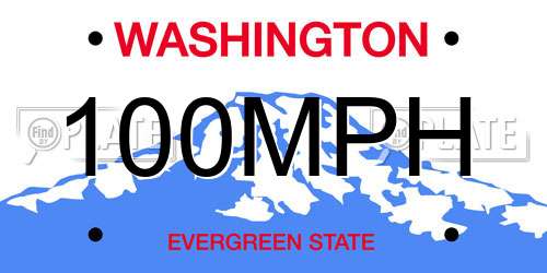 100MPH Washington License Plate
