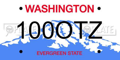 100OTZ Washington License Plate