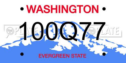 100Q77 Washington License Plate