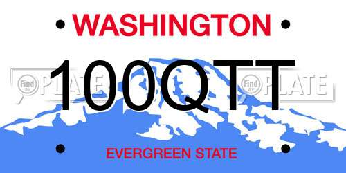 100QTT Washington License Plate