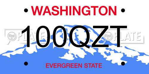 100QZT Washington License Plate