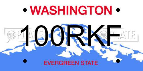 100RKF Washington License Plate