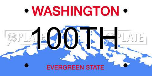 100TH Washington License Plate