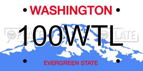 100WTL Washington License Plate
