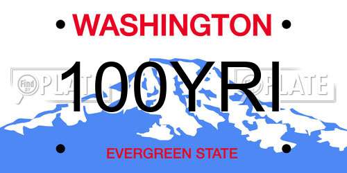 100YRI Washington License Plate