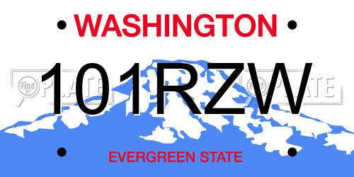 101RZW Washington License Plate