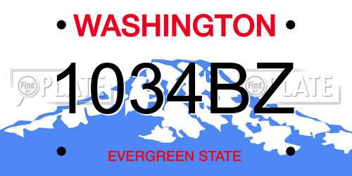 1034BZ Washington License Plate