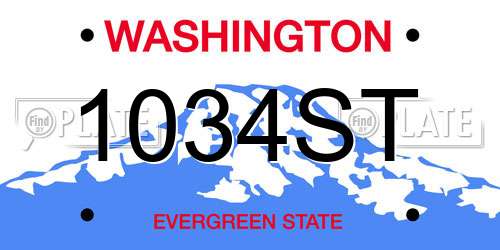1034ST Washington License Plate