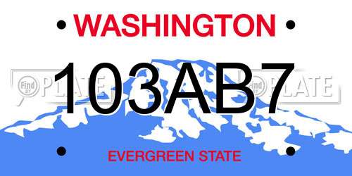 103AB7 Washington License Plate
