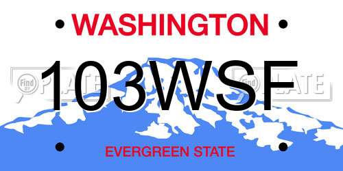 103WSF Washington License Plate
