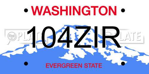 104ZIR Washington License Plate
