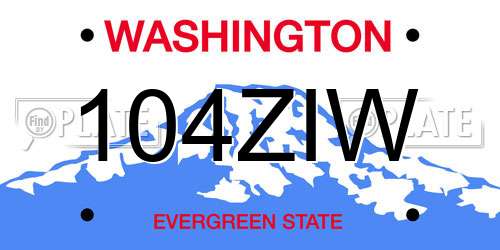 104ZIW Washington License Plate