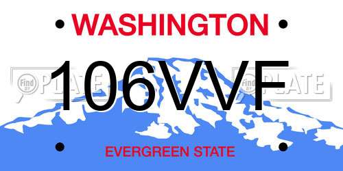 106VVF Washington License Plate