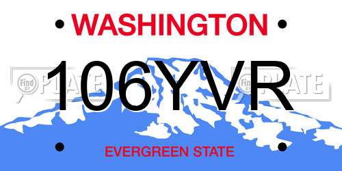 106YVR Washington License Plate