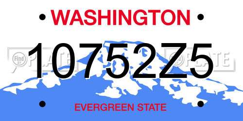 10752Z5 Washington License Plate