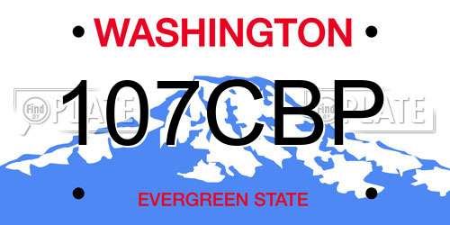 107CBP Washington License Plate