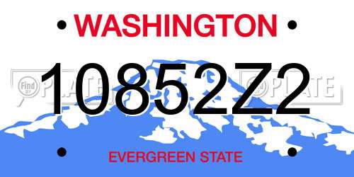 10852Z2 Washington License Plate