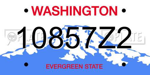 10857Z2 Washington License Plate