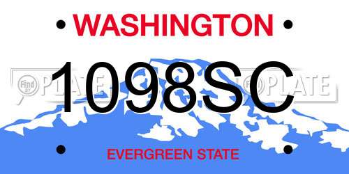1098SC Washington License Plate
