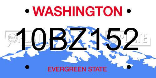 10BZ152 Washington License Plate
