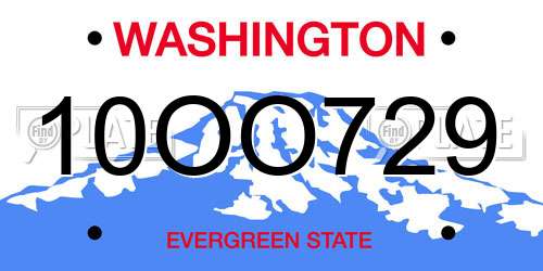 10OO729 Washington License Plate