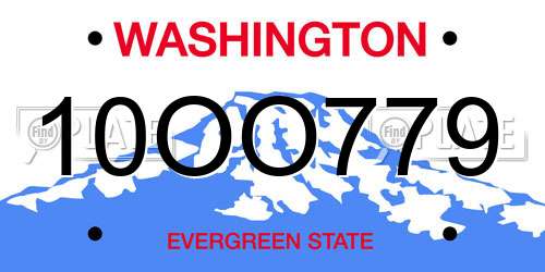 10OO779 Washington License Plate
