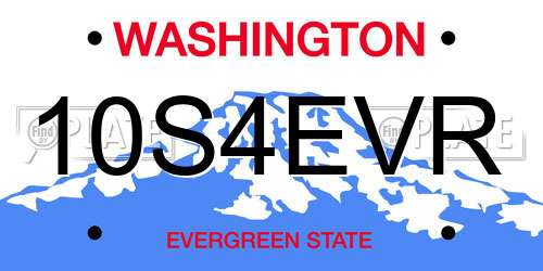 10S4EVR Washington License Plate